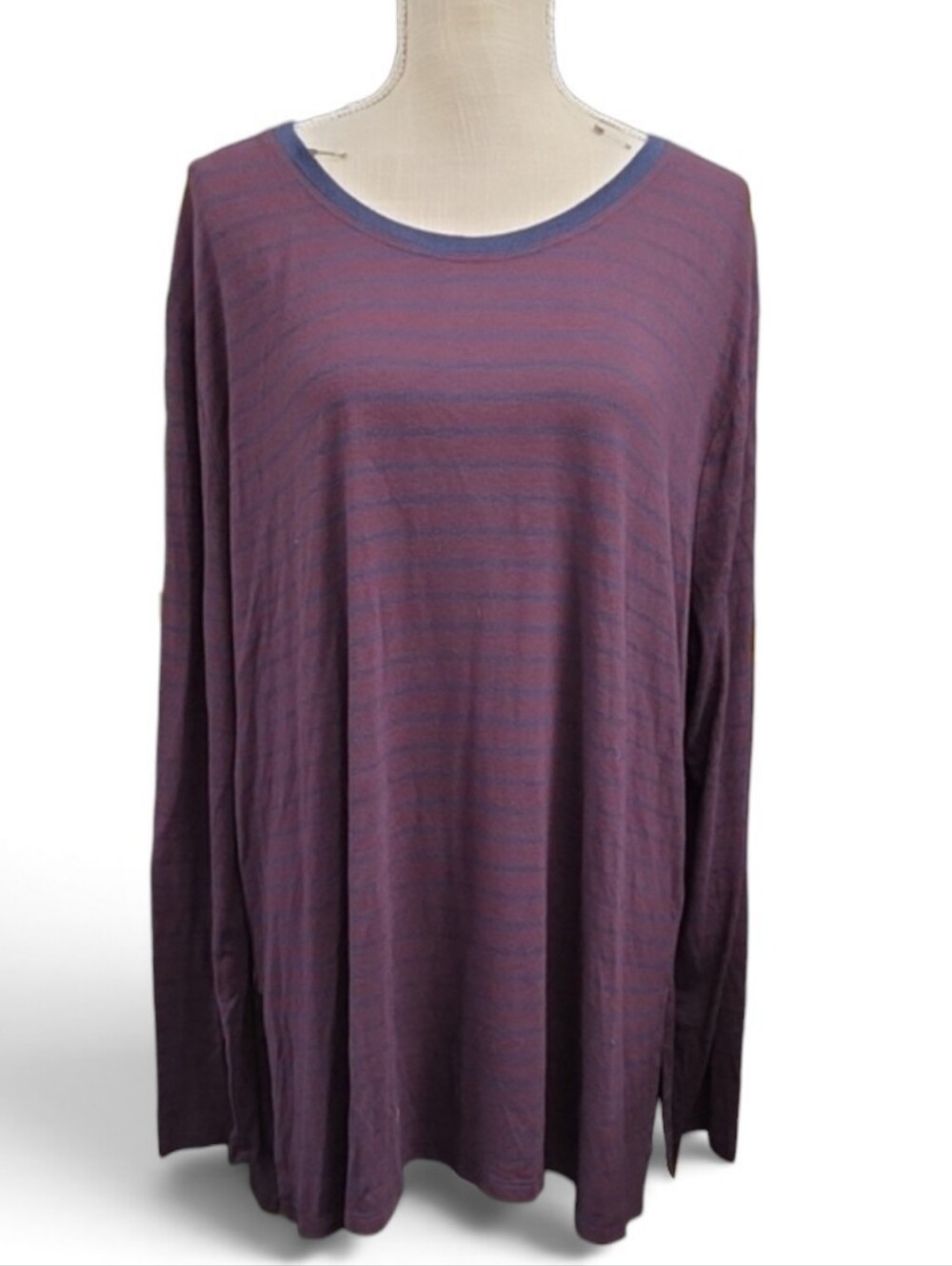 Athleta Long Sleeve Striped Tunic Top - Plum and Navy